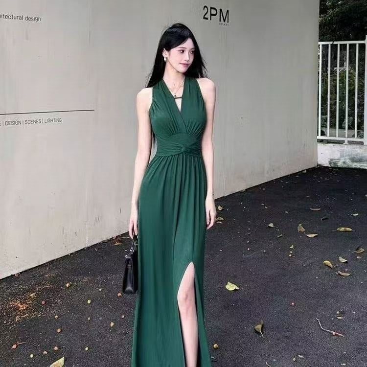 Pure Desire V-Neck Vest Dress Elegant Slim Summer Women