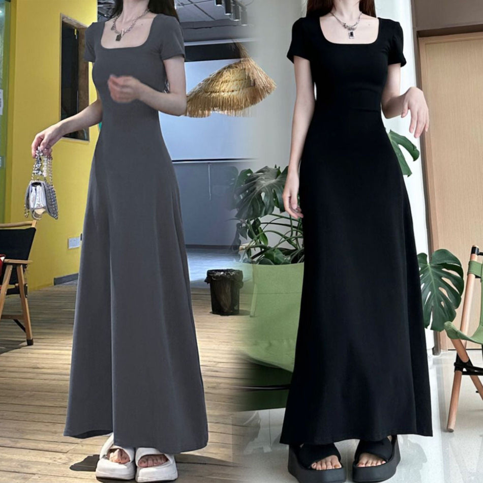 French Slim Fit Swing Dress Elegant Summer Women Outfit