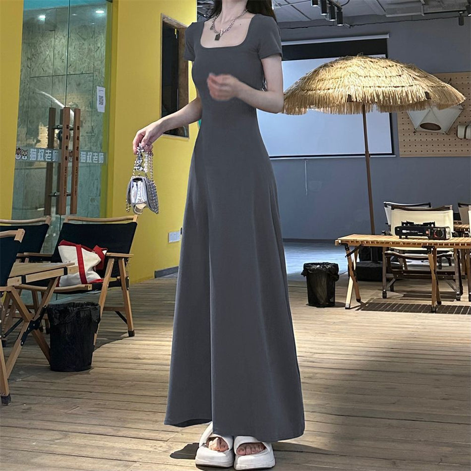French Slim Fit Swing Dress Elegant Summer Women Outfit