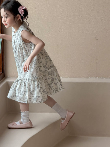 Girls Summer 2026 Korean Ink Print Floral Dress – Summer Kids Fashion Nepal | Tudoholic