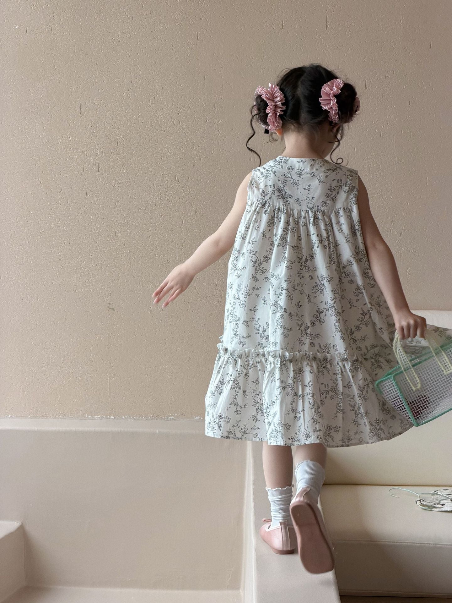 Girls Summer 2026 Korean Ink Print Floral Dress – Summer Kids Fashion Nepal | Tudoholic