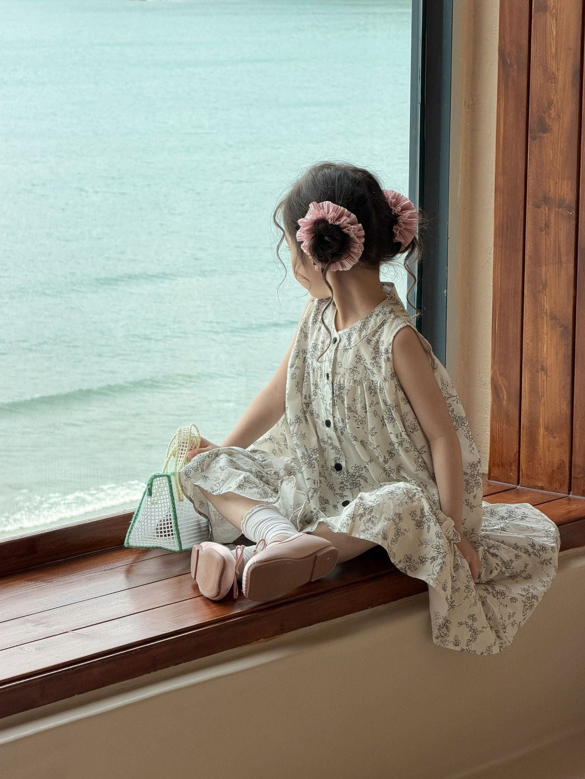 Girls Summer 2026 Korean Ink Print Floral Dress – Summer Kids Fashion Nepal | Tudoholic