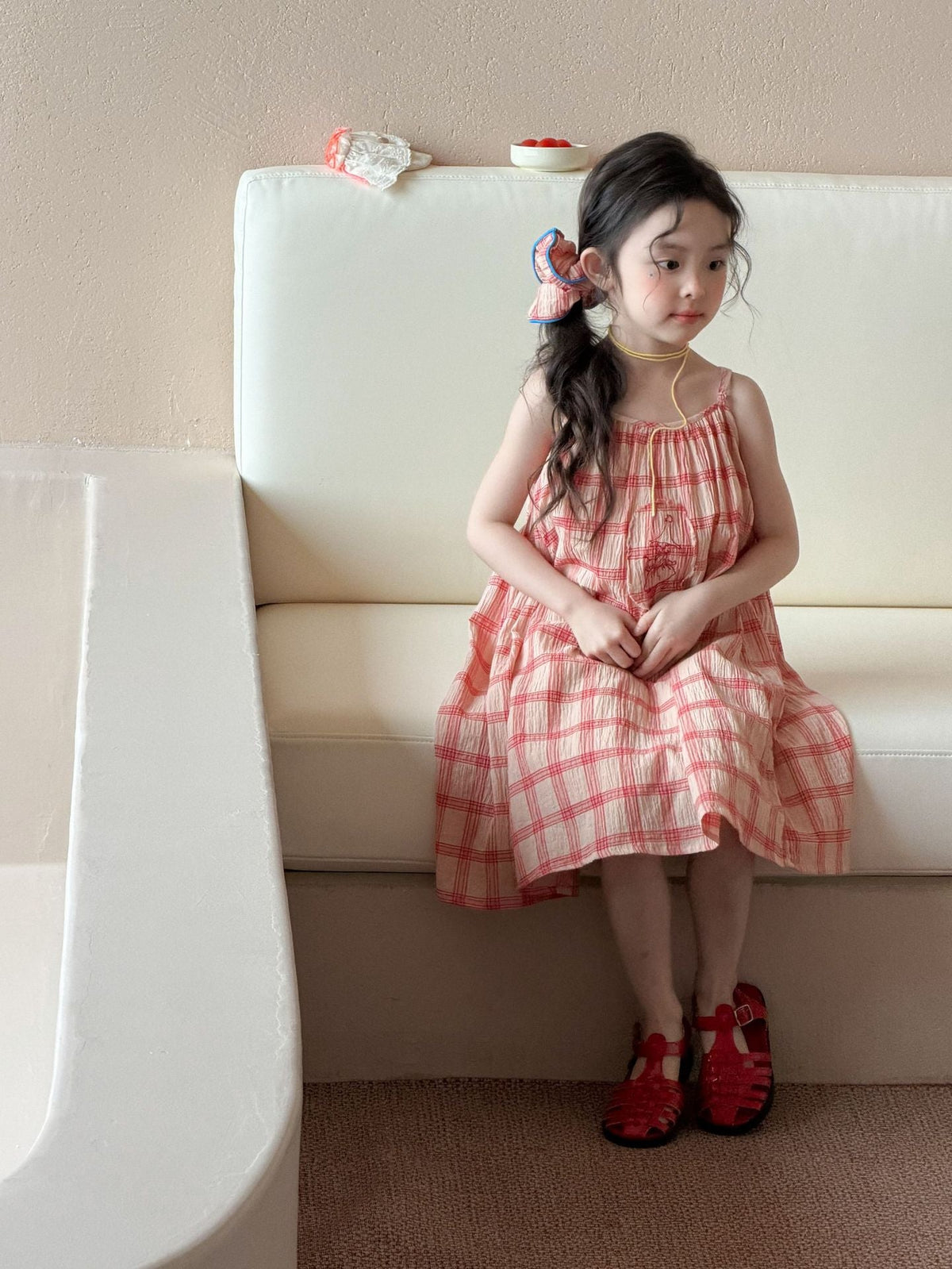 Girls Red Plaid Summer 2026 Suspender Dress – Summer Kids Fashion Nepal | Tudoholic