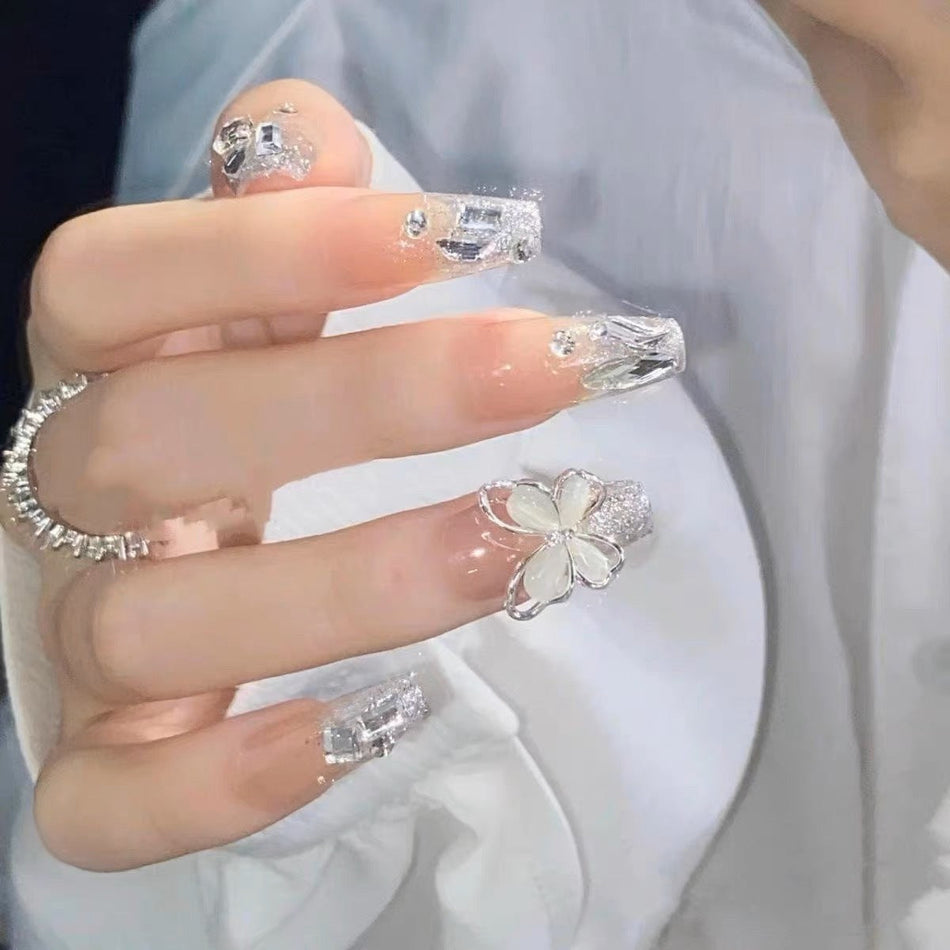 Luxury Butterfly Diamond Press-On Nails Set