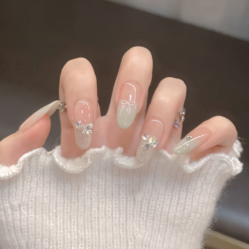 Light Blue Star Bow Press-On Nail Set (10pcs)