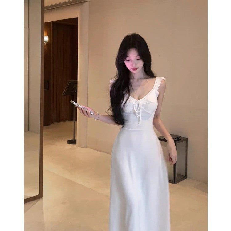 White Backless Strap Dress Elegant Summer Women 2026