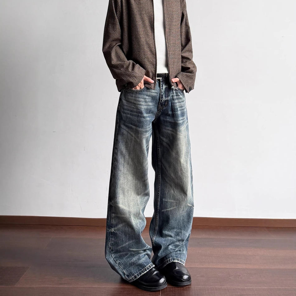 Men's Hong Kong Style Vintage Tie-Up Jeans