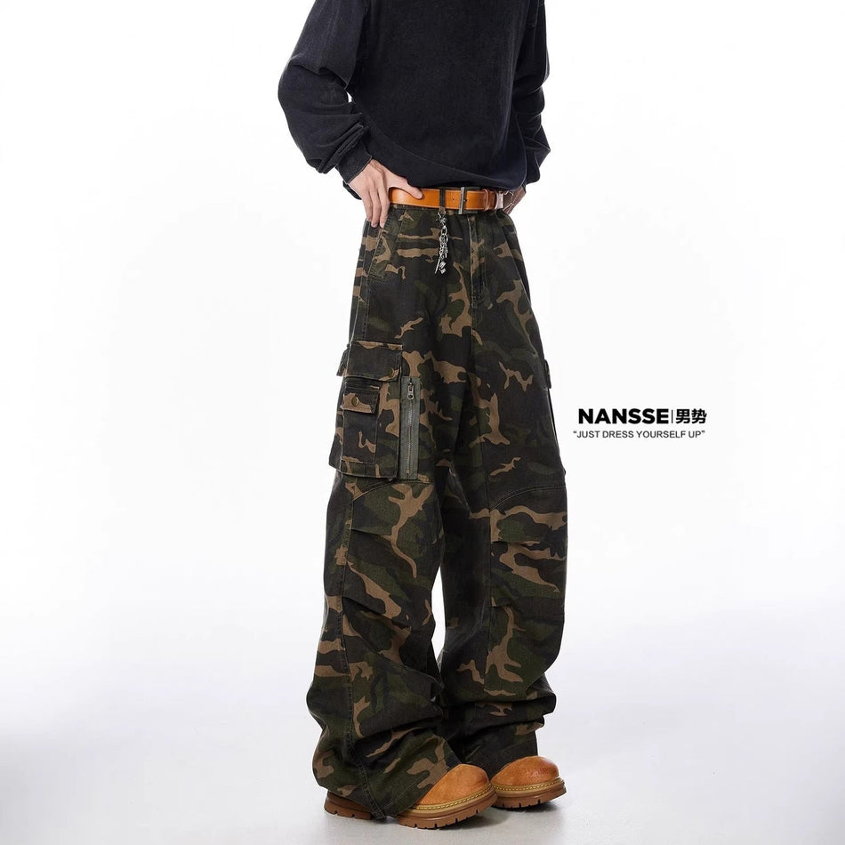 Men's Camouflage Hip-Hop Wide-Leg Jeans