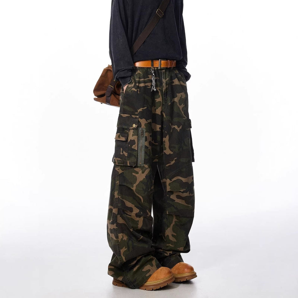 Men's Camouflage Hip-Hop Wide-Leg Jeans