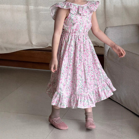 Girls Korean Beach Backless Long Dress 2025 – Kids Fashion Nepal | Tudoholic