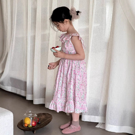 Girls Korean Beach Backless Long Dress 2025 – Kids Fashion Nepal | Tudoholic