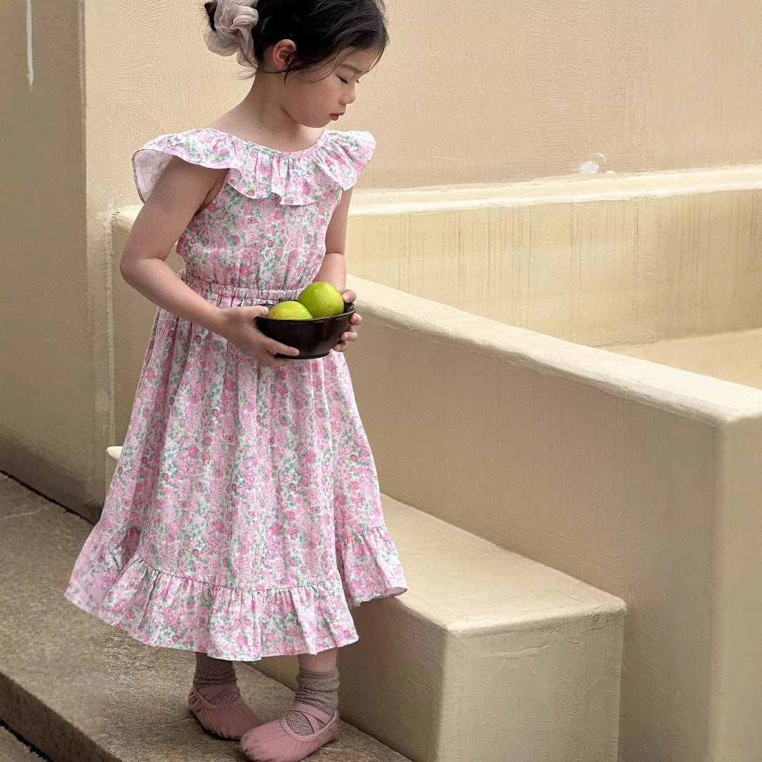 Girls Korean Beach Backless Long Dress 2025 – Kids Fashion Nepal | Tudoholic