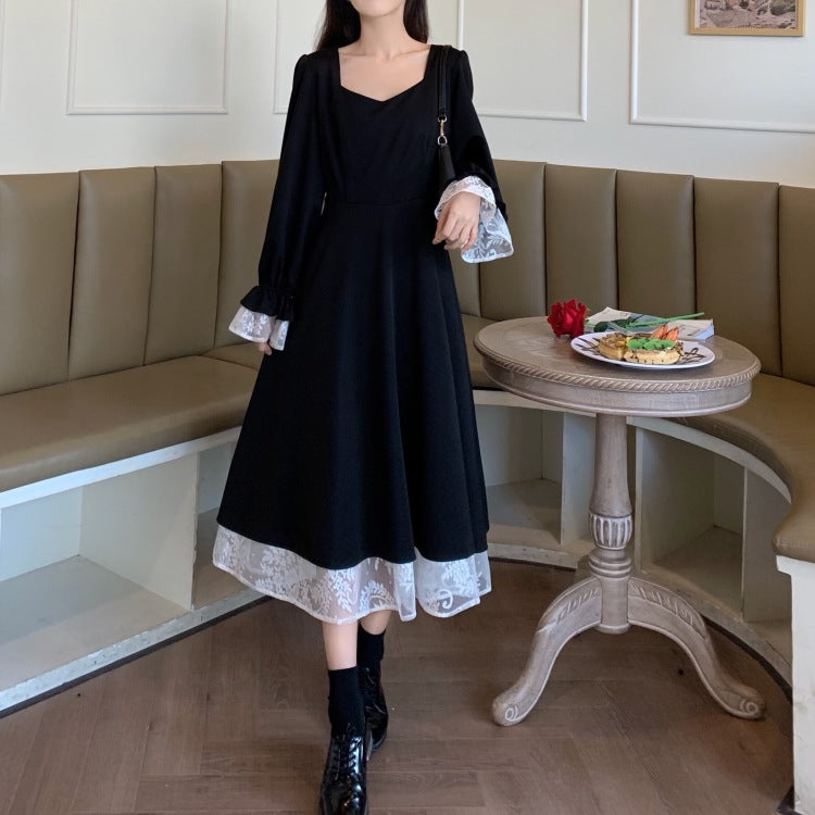 Plus Size Black Hepburn Dress Elegant Slimming Women