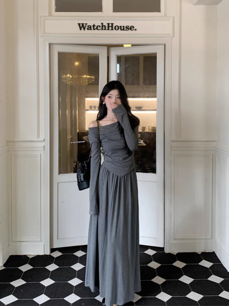 Korean Off-Shoulder Suit Dress Elegant Autumn Women
