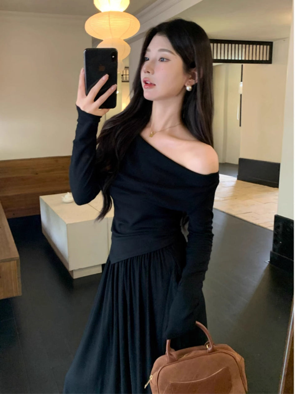 Korean Off-Shoulder Suit Dress Elegant Autumn Women