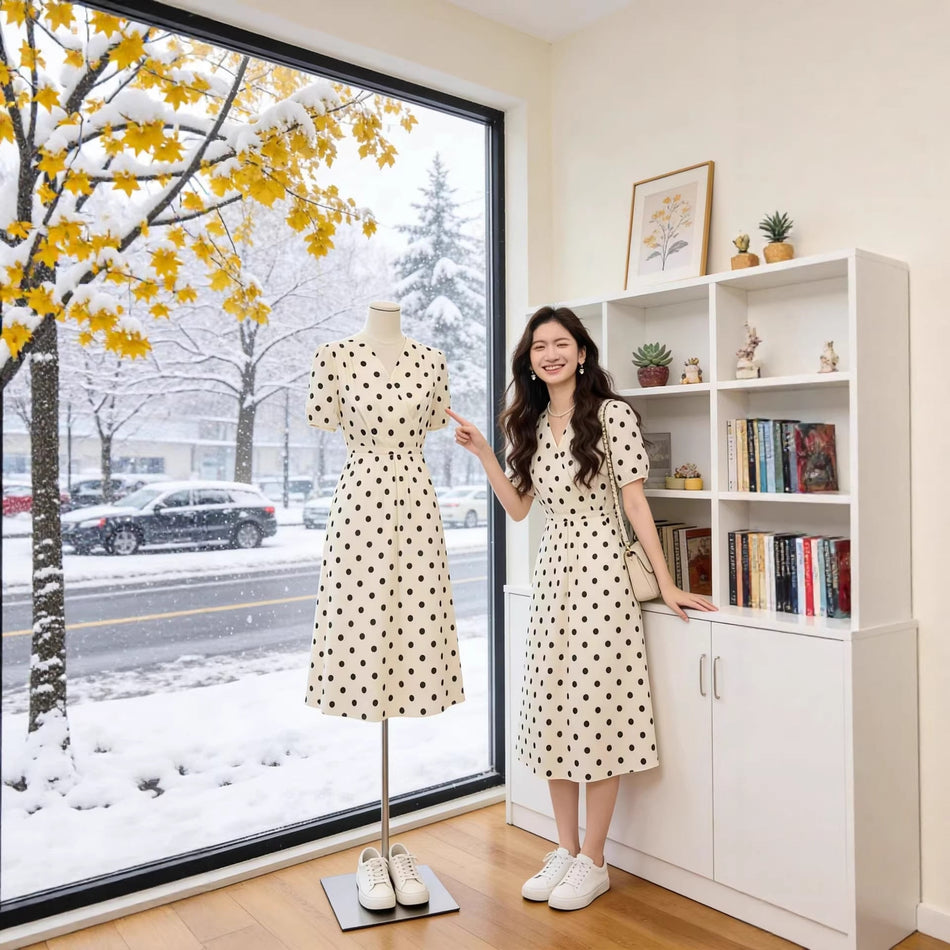 Retro Floral V-Neck Slim Dress Elegant Summer Women