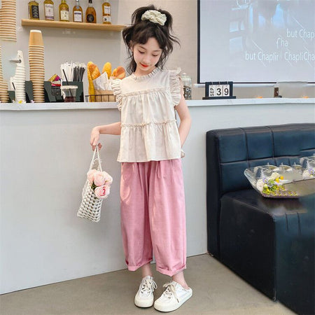 Girls Summer Korean Style 2-Piece Pants Set 2024 – Summer Kids Fashion Nepal | Tudoholic