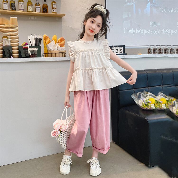 Girls Summer Korean Style 2-Piece Pants Set 2024 – Summer Kids Fashion Nepal | Tudoholic