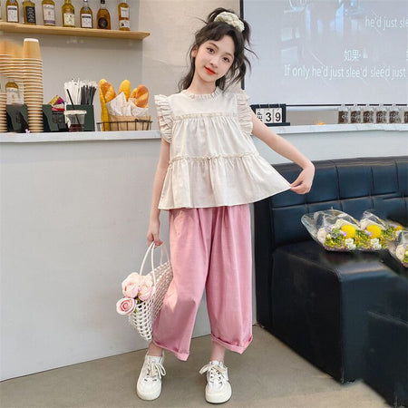 Girls Summer Korean Style 2-Piece Pants Set 2024 – Summer Kids Fashion Nepal | Tudoholic