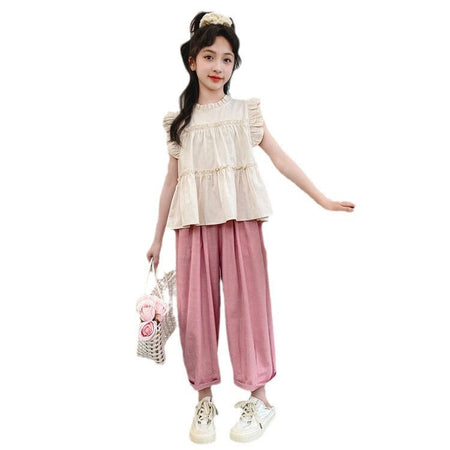 Girls Summer Korean Style 2-Piece Pants Set 2024 – Summer Kids Fashion Nepal | Tudoholic