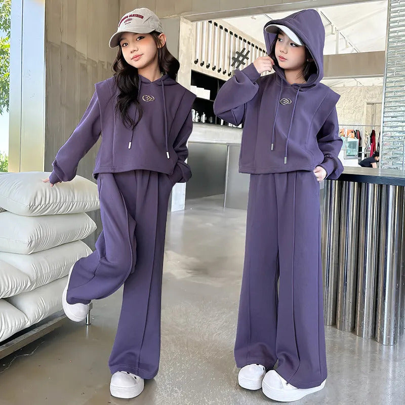 Girls Korean Hoodie Tracksuit Set Autumn 2026 – Spring Autumn Kids Fashion Nepal | Tudoholic