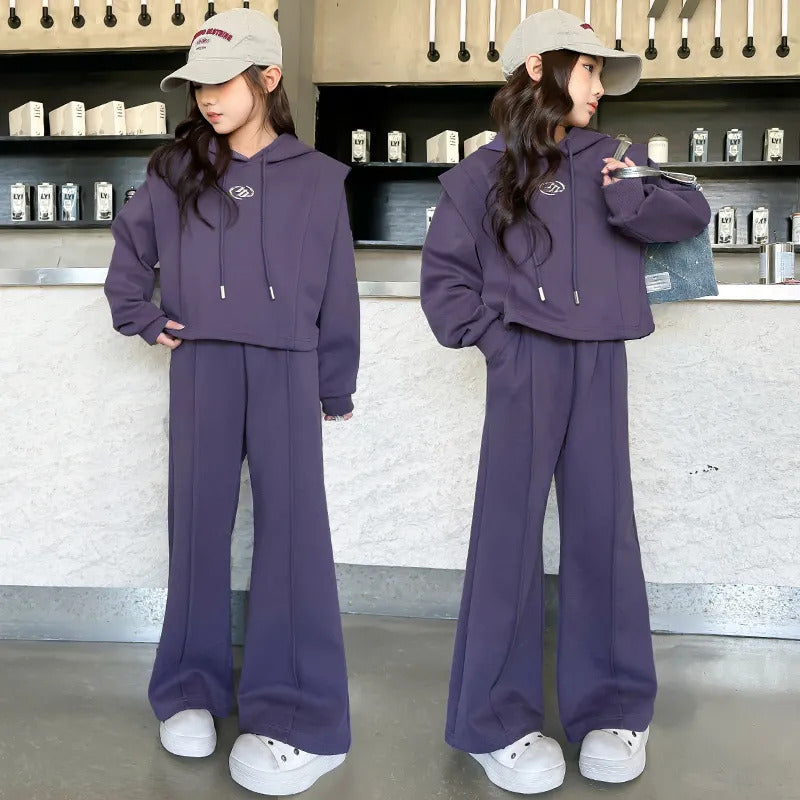 Girls Korean Hoodie Tracksuit Set Autumn 2026 – Spring Autumn Kids Fashion Nepal | Tudoholic