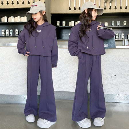 Girls Korean Hoodie Tracksuit Set Autumn 2026 – Spring Autumn Kids Fashion Nepal | Tudoholic