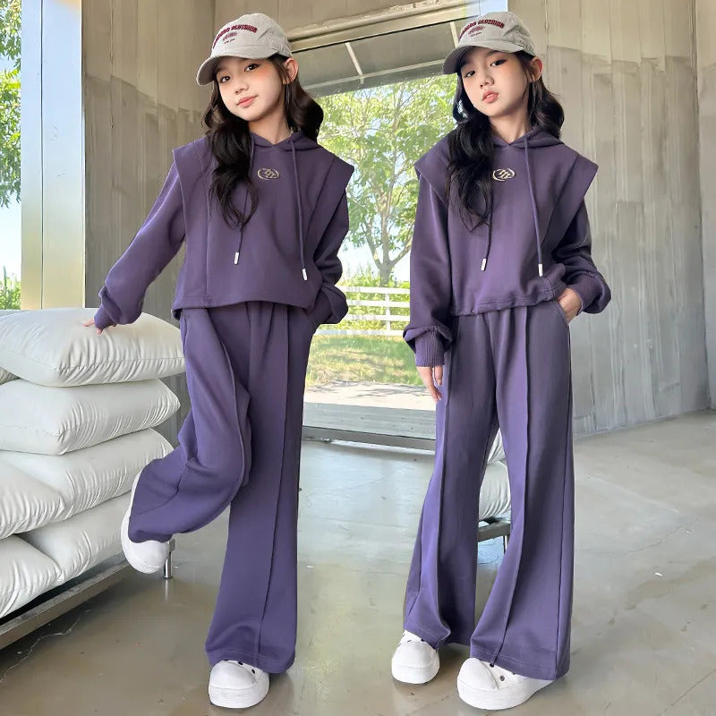 Girls Korean Hoodie Tracksuit Set Autumn 2026 – Spring Autumn Kids Fashion Nepal | Tudoholic