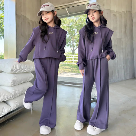 Girls Korean Hoodie Tracksuit Set Autumn 2026 – Spring Autumn Kids Fashion Nepal | Tudoholic