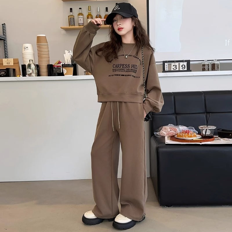 Girls Korean Sports Sweatshirt Set Autumn 2026 – Spring Autumn Kids Fashion Nepal | Tudoholic