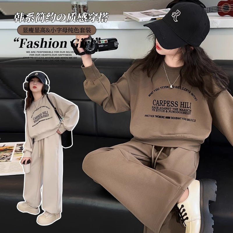 Girls Korean Sports Sweatshirt Set Autumn 2026 – Spring Autumn Kids Fashion Nepal | Tudoholic