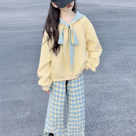Girls Plaid Sweatshirt Pants Set Spring Autumn 2026 – Spring Autumn Kids Fashion Nepal | Tudoholic