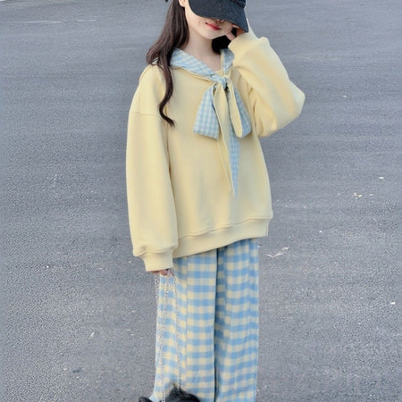 Girls Plaid Sweatshirt Pants Set Spring Autumn 2026 – Spring Autumn Kids Fashion Nepal | Tudoholic