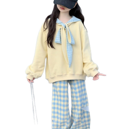 Girls Plaid Sweatshirt Pants Set Spring Autumn 2026 – Spring Autumn Kids Fashion Nepal | Tudoholic