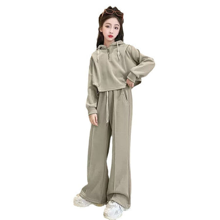 Girls Korean Hooded Sweatshirt Set Spring Autumn 2026 – Cozy Kids Fashion Nepal | Tudoholic