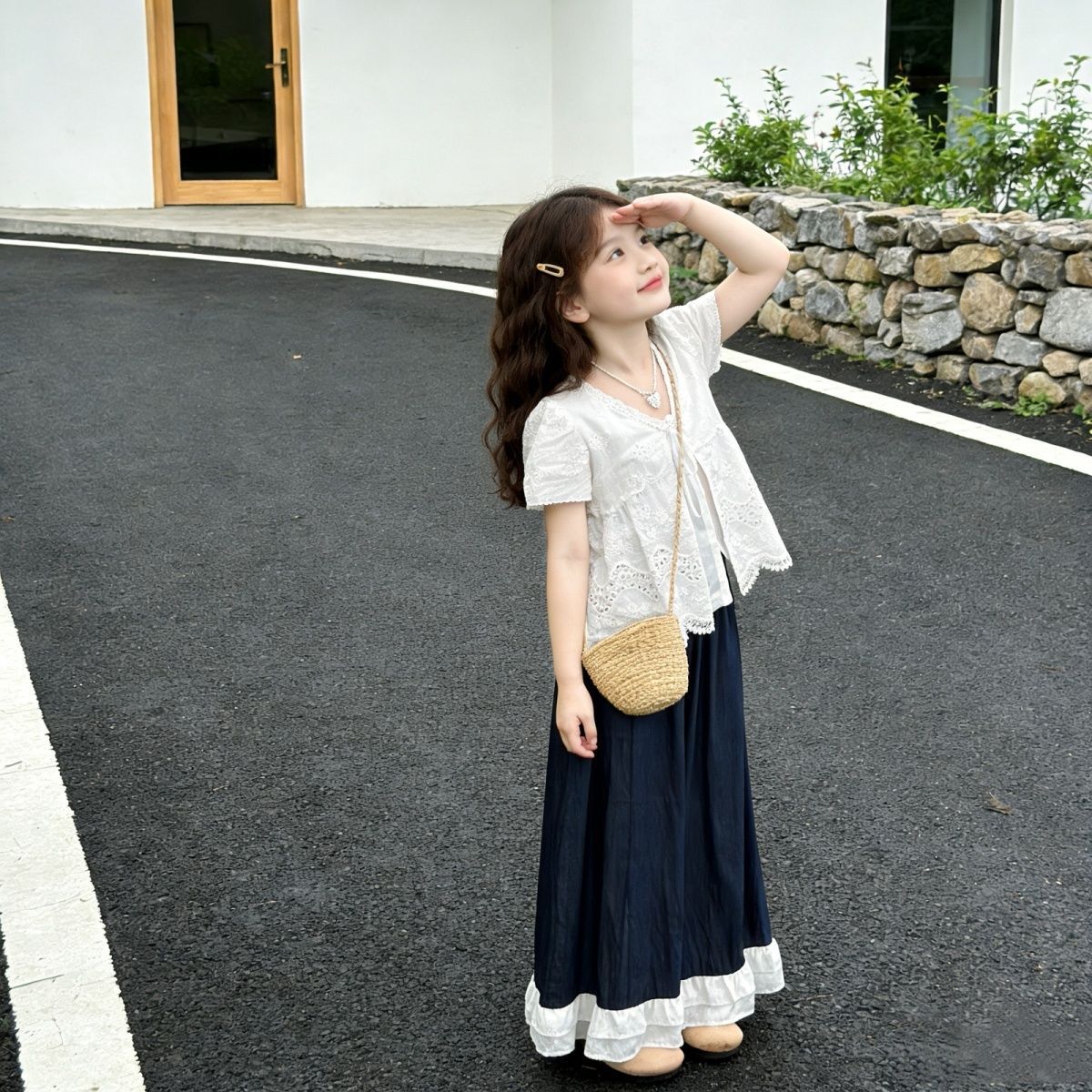 Girls Lace Wide Leg Pants Summer 2-Piece Set 2026 – Delicate Kids Outfit Nepal | Tudoholic
