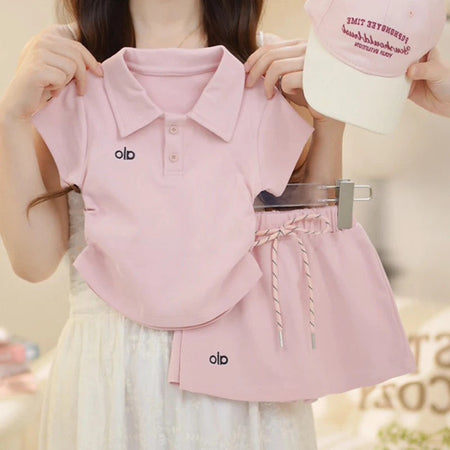 Girls Korean Solid Color Skirt Set Summer 2026 – Simple Kids Fashion Nepal | Tudoholic