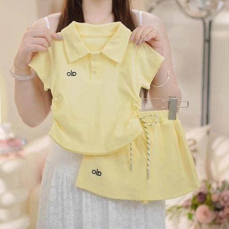 Girls Korean Solid Color Skirt Set Summer 2026 – Simple Kids Fashion Nepal | Tudoholic