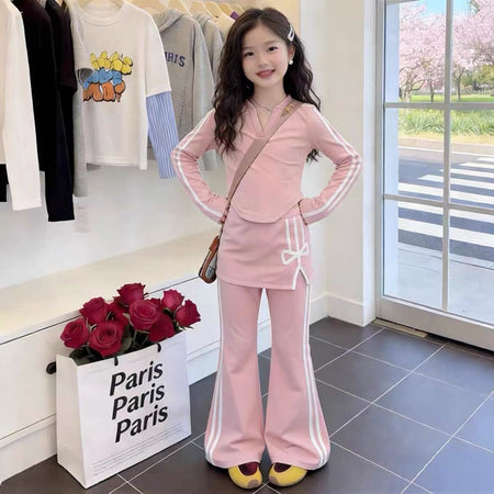 Girls Flared Pants Bow Two-Piece Set Summer 2026 – Playful Kids Outfit Nepal | Tudoholic