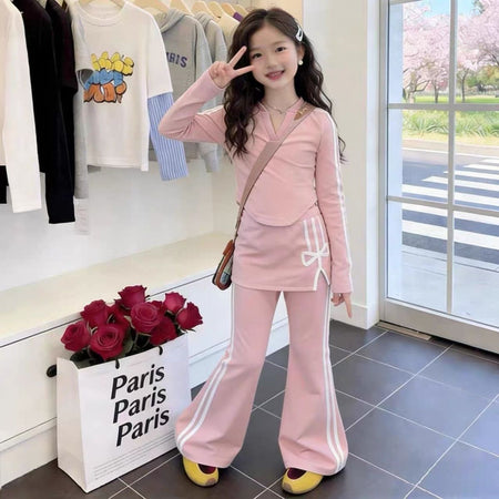 Girls Flared Pants Bow Two-Piece Set Summer 2026 – Playful Kids Outfit Nepal | Tudoholic