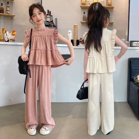 Girls Summer Sleeveless Wide Leg Pants Set 2024 – Cool Kids Fashion Nepal | Tudoholic