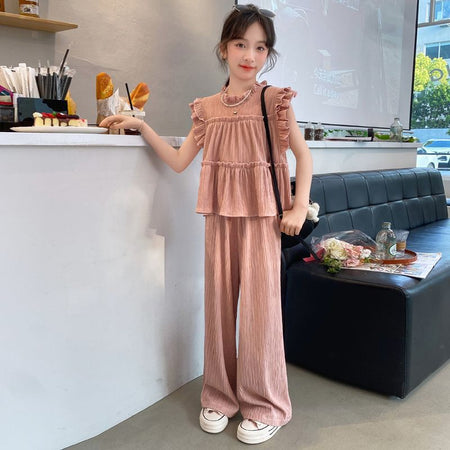 Girls Summer Sleeveless Wide Leg Pants Set 2024 – Cool Kids Fashion Nepal | Tudoholic