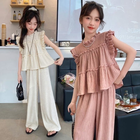 Girls Summer Sleeveless Wide Leg Pants Set 2024 – Cool Kids Fashion Nepal | Tudoholic