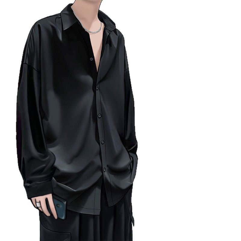 Men’s Ice Silk Long Sleeve Korean Style Shirt