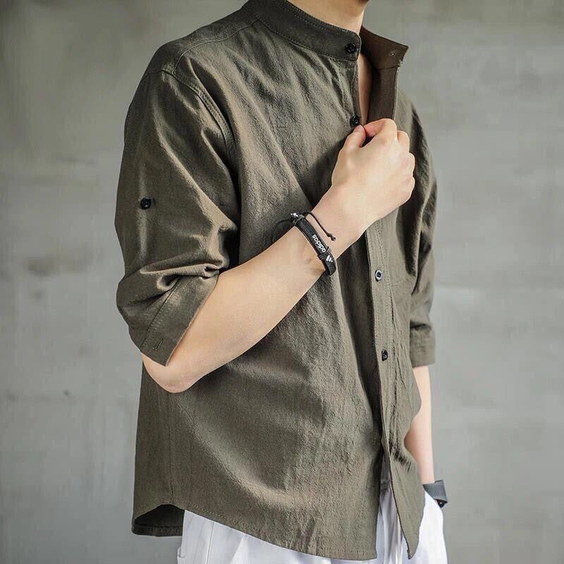 Men’s Linen Cotton Casual Shirt Breathable Fit