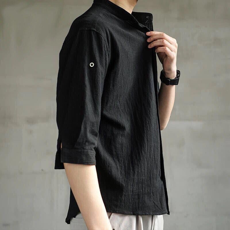 Men’s Linen Cotton Casual Shirt Breathable Fit