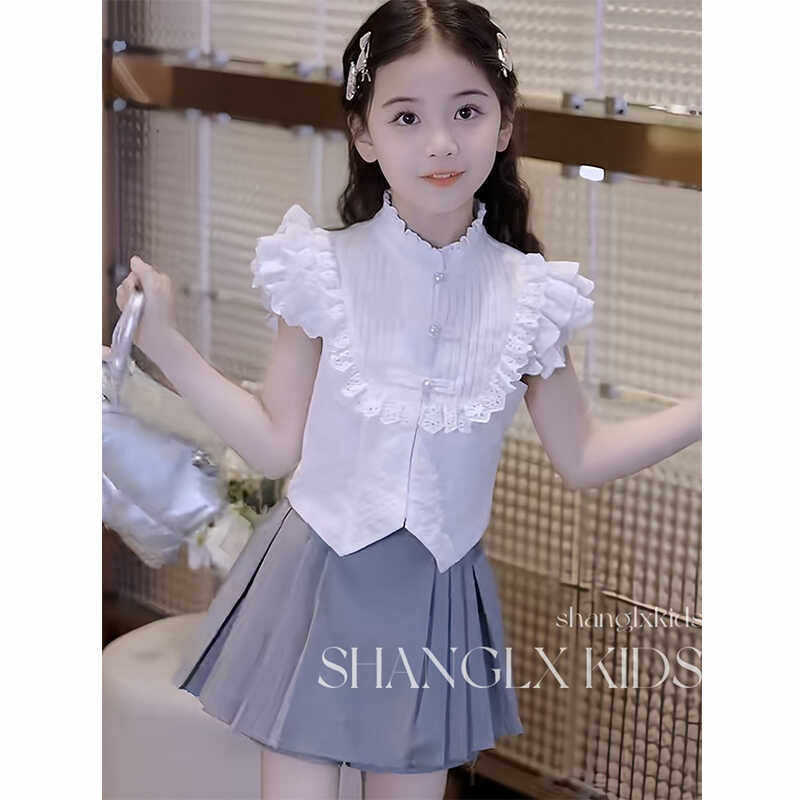 Girls Lace Top & Skirt Korean Style Summer Set – Elegant Kids Outfit Nepal | Tudoholic