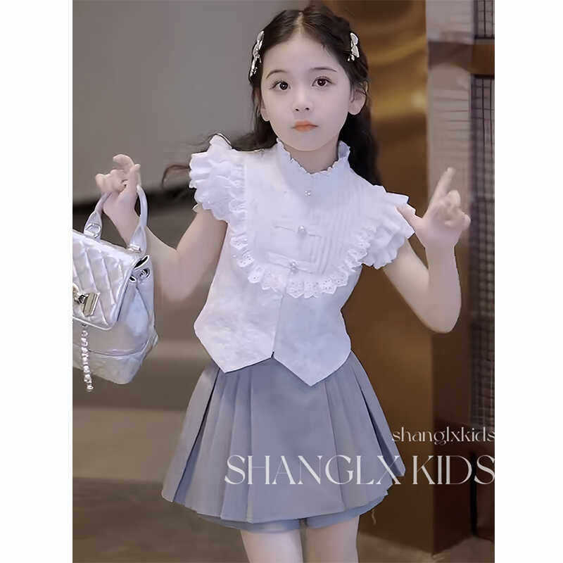 Girls Lace Top & Skirt Korean Style Summer Set – Elegant Kids Outfit Nepal | Tudoholic