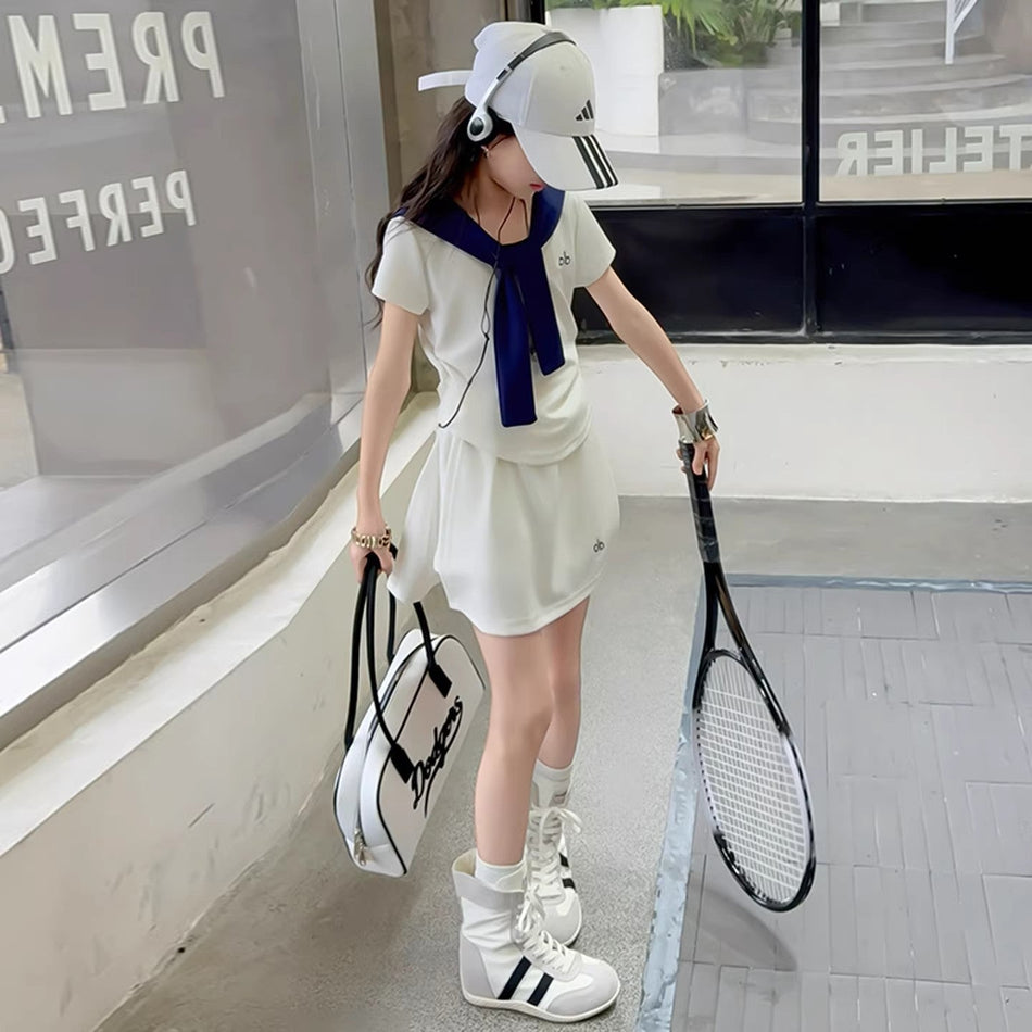 Girls Korean T-Shirt & Skirt Two-Piece Set – Stylish Kids Fashion Nepal | Tudoholic