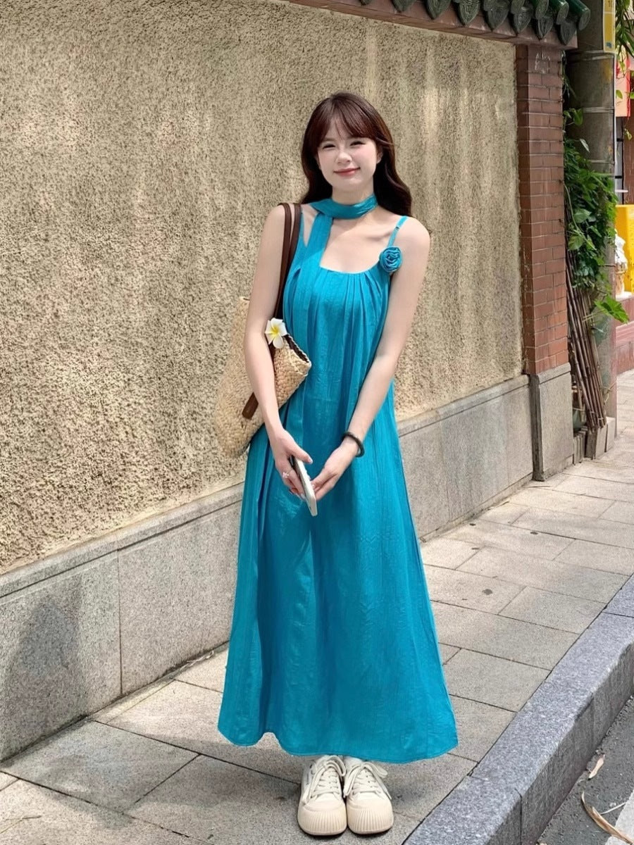 Women’s Bright Halter Summer Vacation Dress